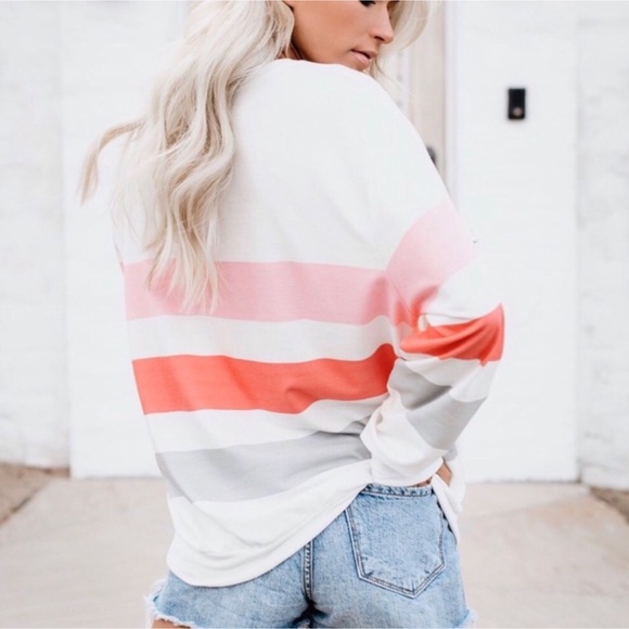 CLEARANCE! Oversized Striped Long Sleeve Top - Picture 4 of 9
